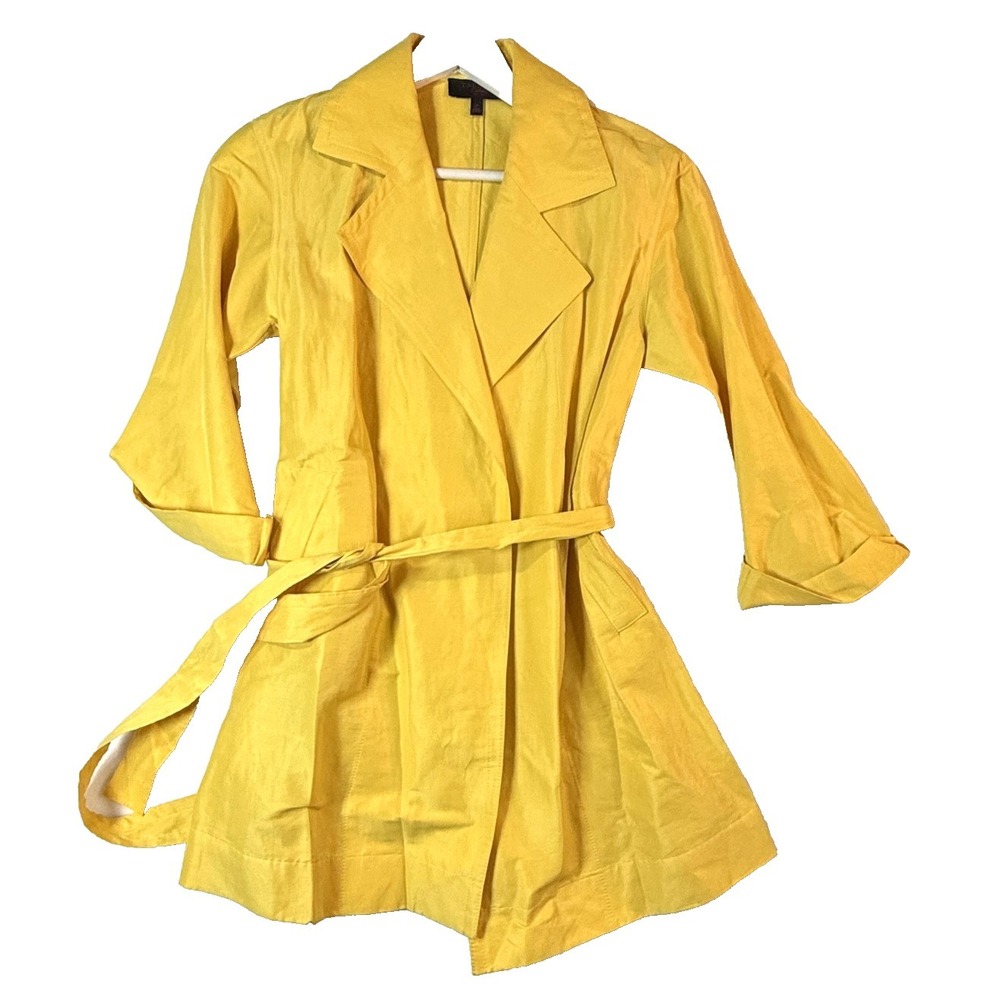 Talbots Blouse Womens Petite‎ 2P Yellow Belted Kimono Sleeve Top